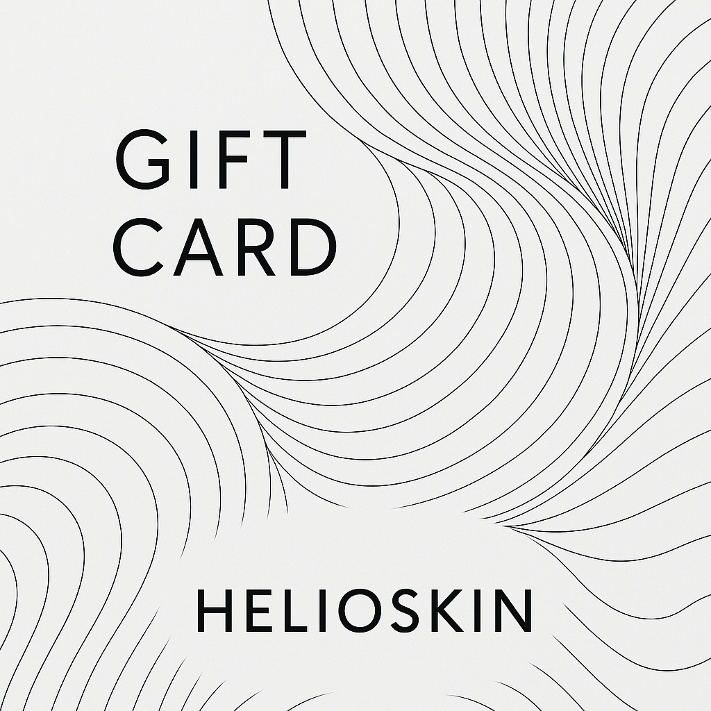 Helioskin gift card with black text on a white background