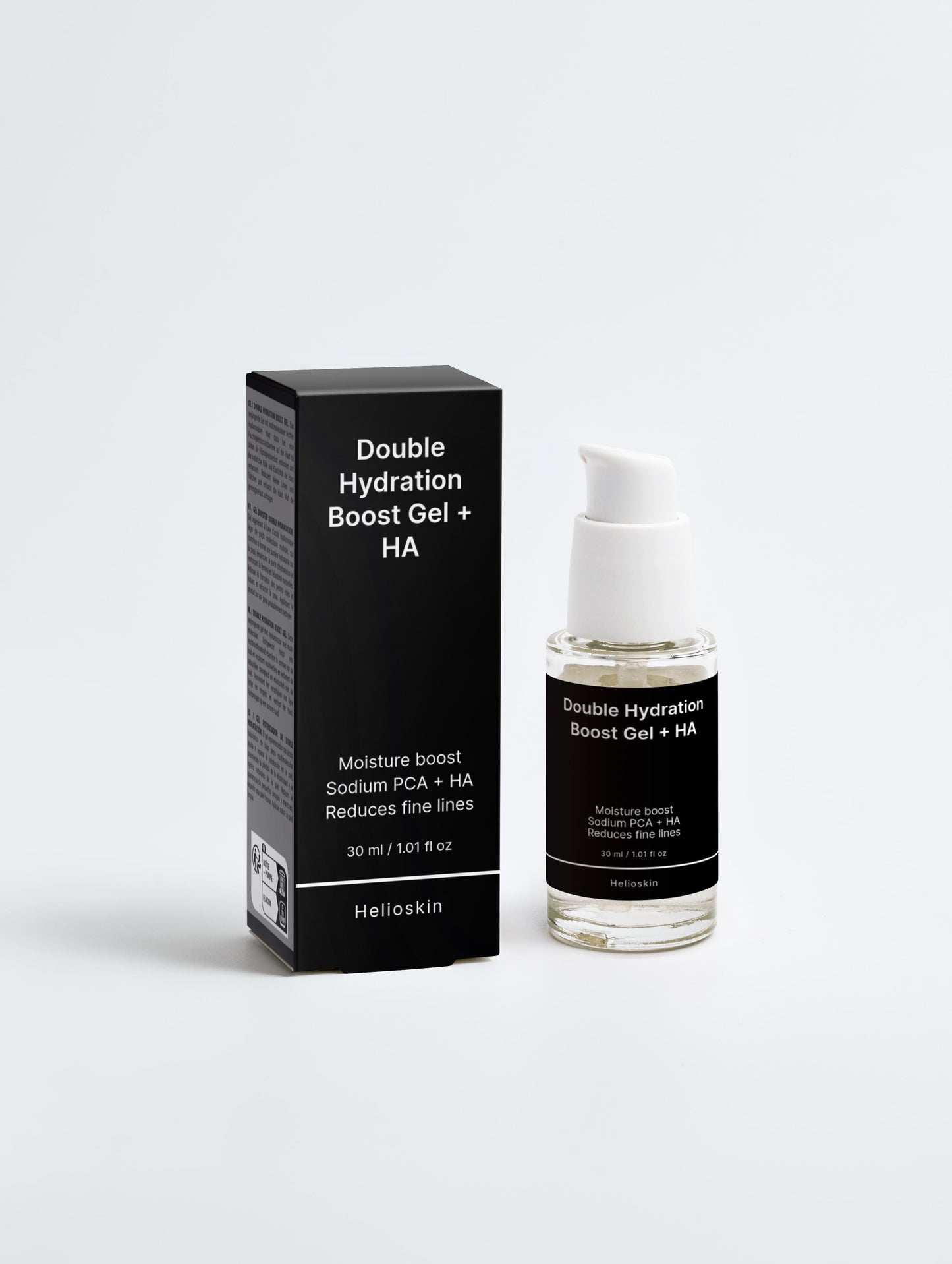 Double Hydration Boost Gel + HA bottle and packaging on a white background