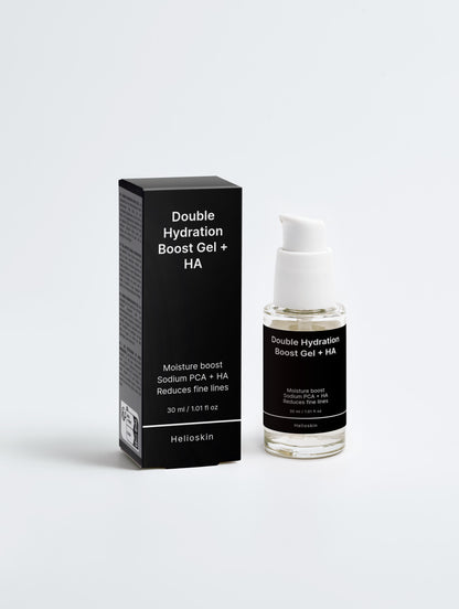 Double Hydration Boost Gel + HA bottle and packaging on a white background