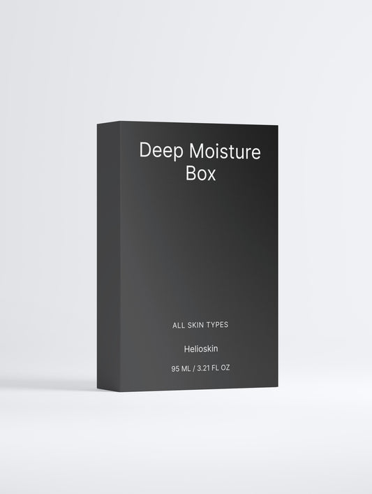 Black box labeled 'Deep Moisture Box' by Helioskin on a light gray background