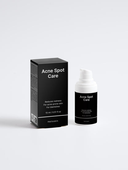 Acne Spot Care packaging and bottle on a white background