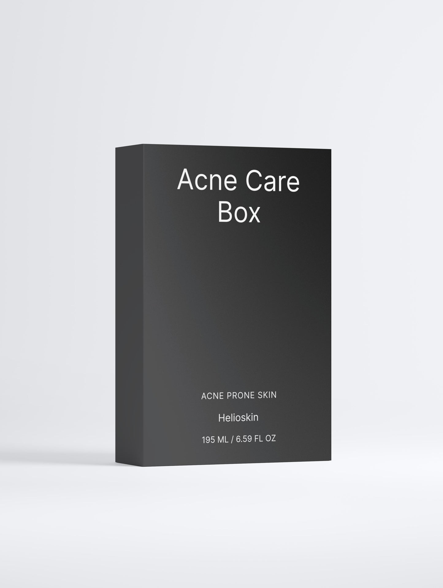Black box labeled 'Acne Care Box' on a light gray background