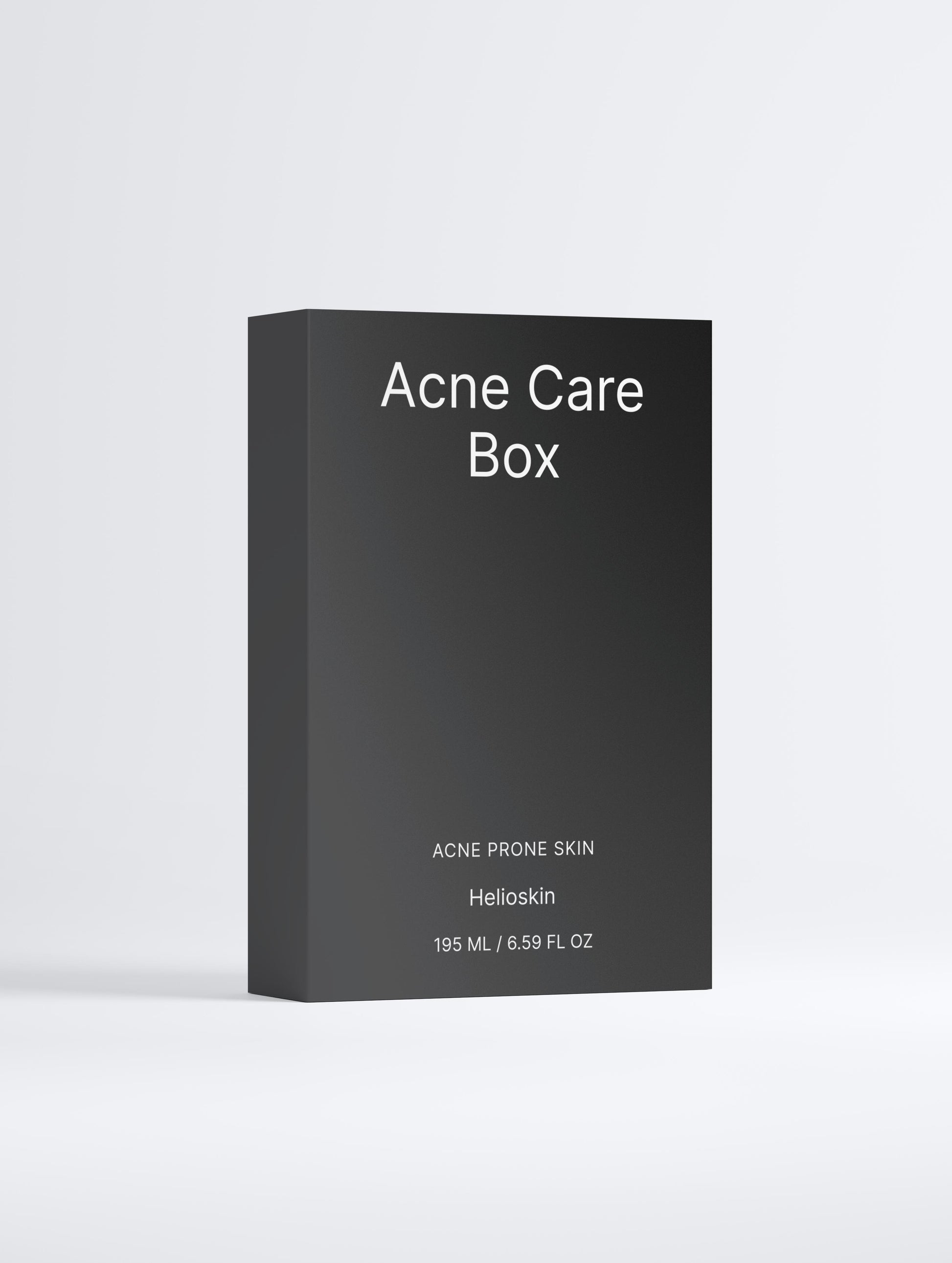 Black box labeled 'Acne Care Box' on a light gray background