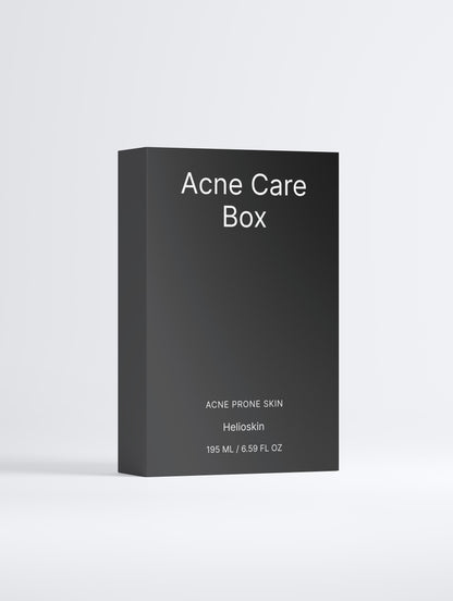 Black box labeled 'Acne Care Box' on a light gray background