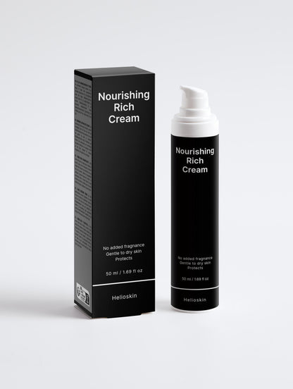 Nourishing Rich Cream packaging with black box and bottle on a white background